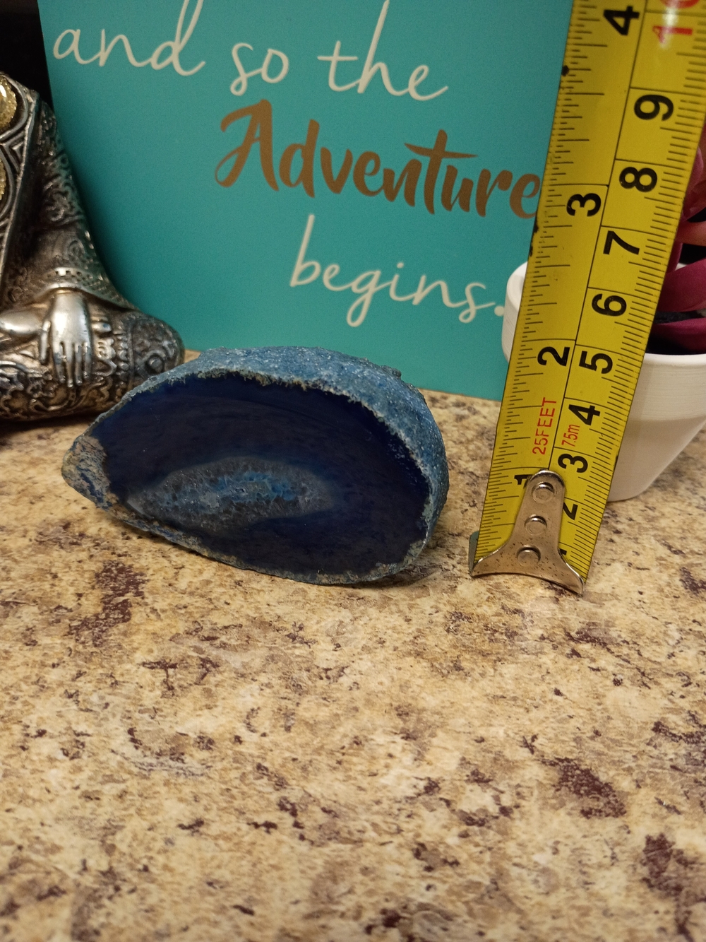 Blue Agate From Brazil Decorative Geode Slice - Home Accent - Picture 8 of 9